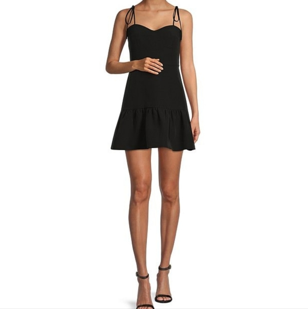 Gianni Bini Ruffle Sweetheart Neck Sleeveless Tie Shoulder Sheath Mini Dress